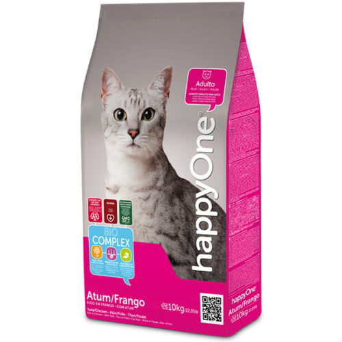 корм для кішок з тунцем та куркою happyone